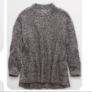 Aerie chunky knit tunic grey gray sweater top comfy small